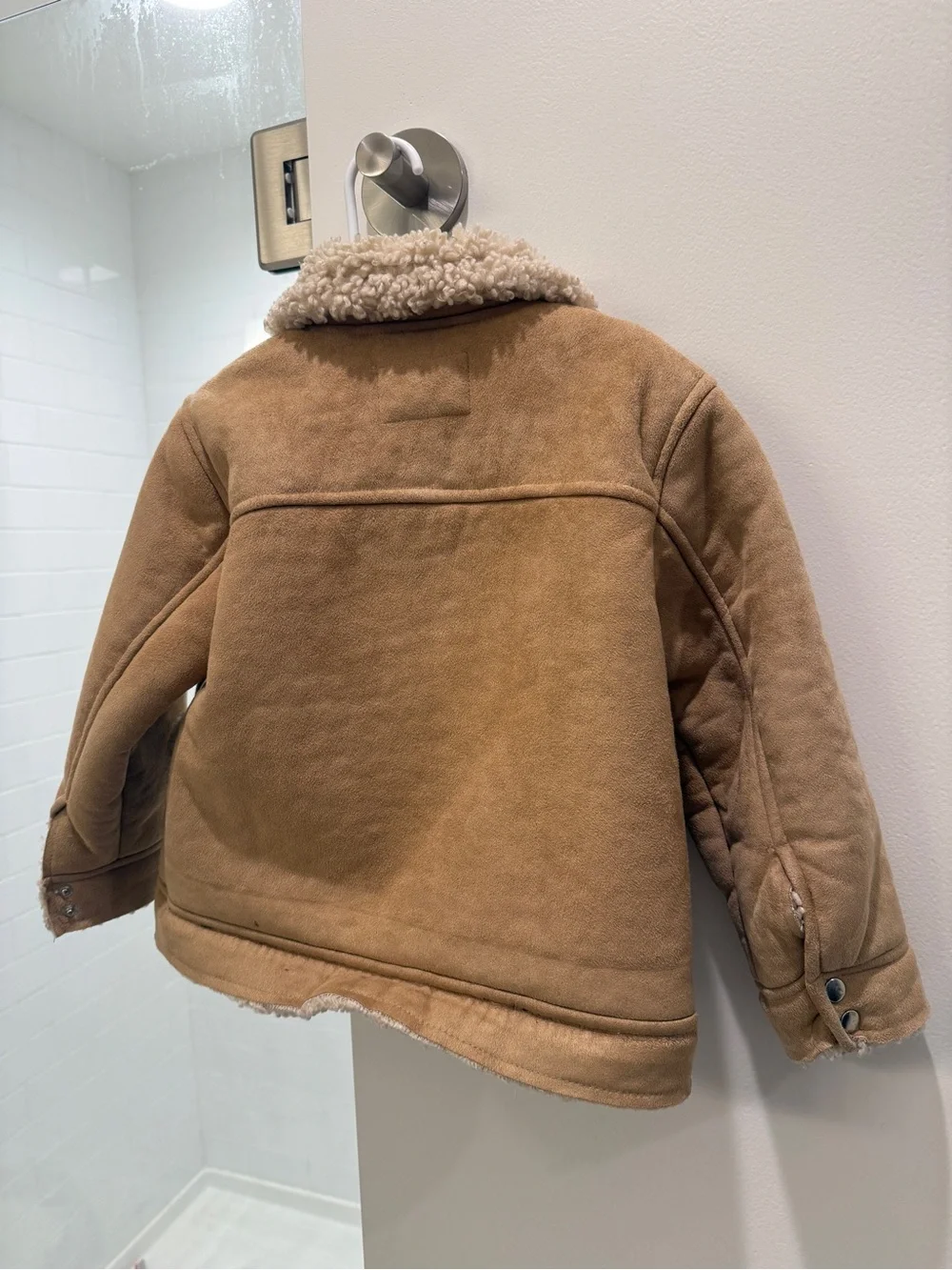 Zara Tan Faux-Suede Sherpa-Trim Kids Jacket